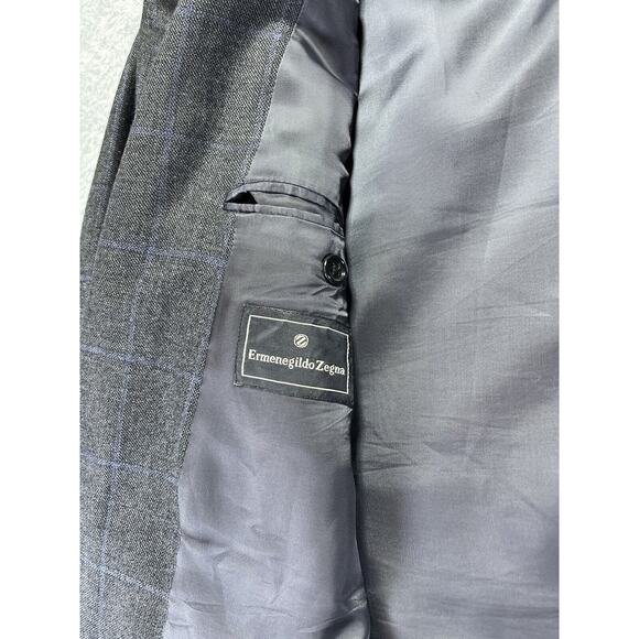 Ermenegildo Zegna Pure Cashmere Mens Blazer 46R 3 Button Sportscoat Gray Blue - Picture 9 of 11
